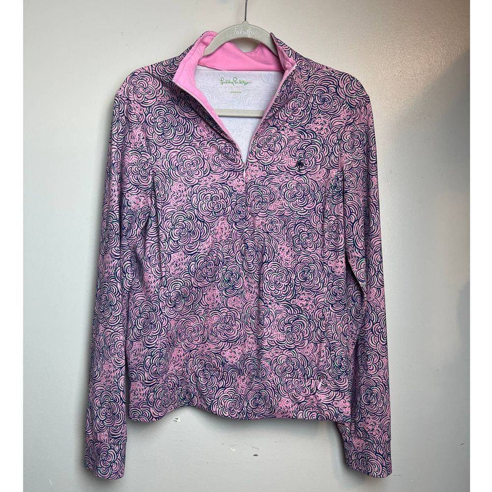 Lilly Pulitzer Pink Floral 1/2 Zip Sz. M
